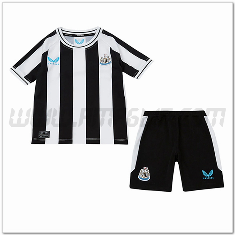 Nuovo Kit Maglia Newcastle United Bambino Prima 2022 2023 Bianco Nero