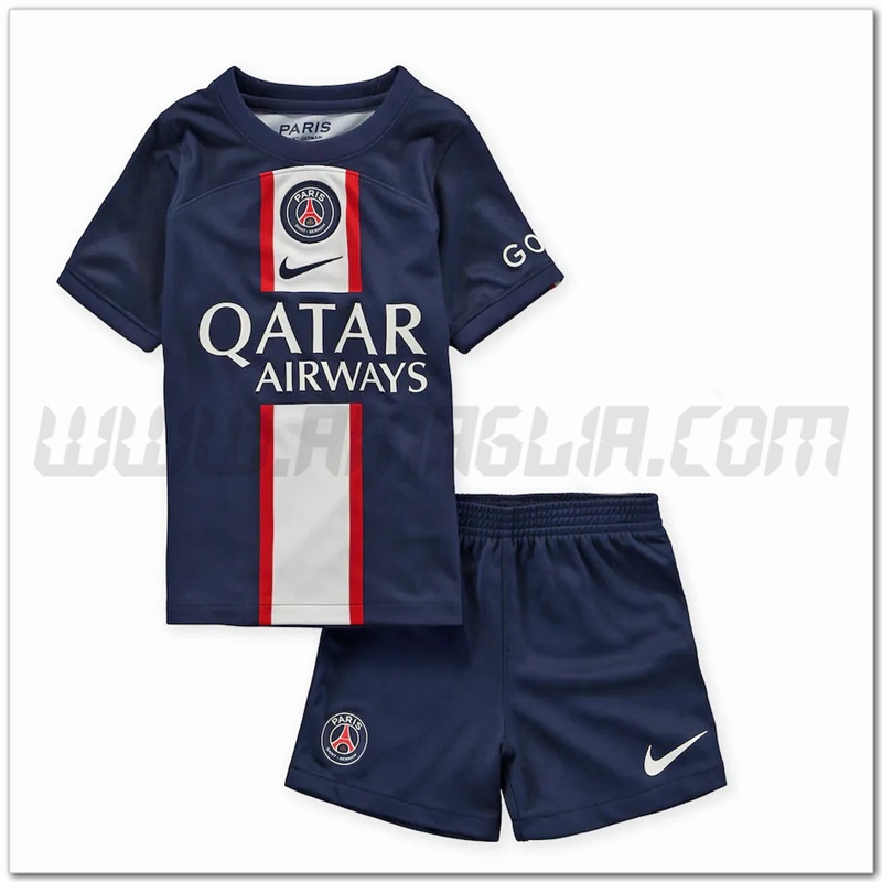 Nuovo Kit Maglia PSG Bambino Prima 2022 2023 Blu reale