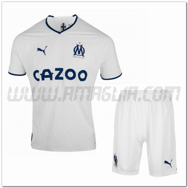 Kit Maglia Marsiglia OM Prima + Pantaloncini 2022 2023 Bianco