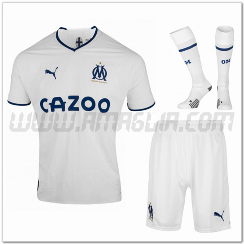 Kit Maglia Marsiglia OM Prima (Pantaloncini + Calzini) 2022 2023 Bianco