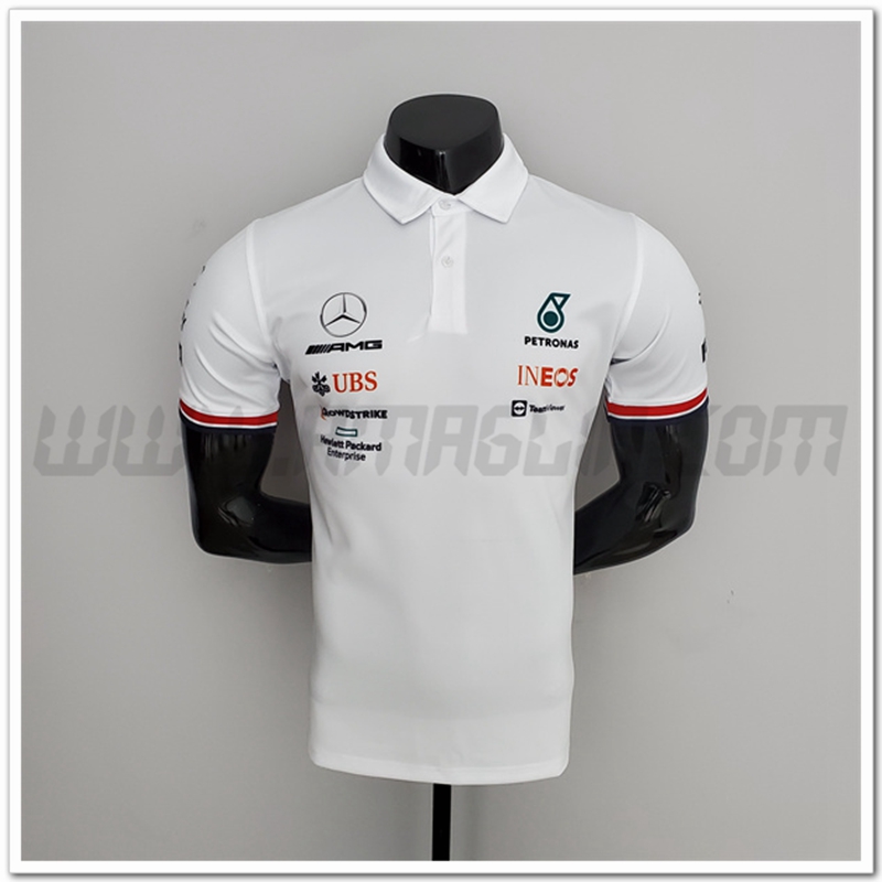 Maglia Polo F1 Mercedes Benz Bianco 2022