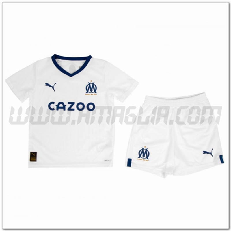 Nuovo Kit Maglia Marsiglia OM Bambino Prima 2022 2023 Bianco