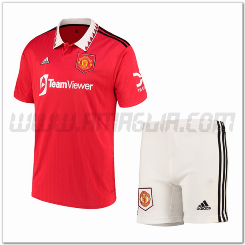 Kit Maglia Manchester United Prima + Pantaloncini 2022 2023