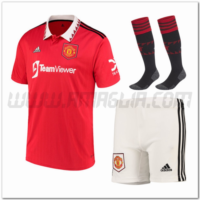 Kit Maglia Manchester United Prima (Pantaloncini + Calzini) 2022 2023