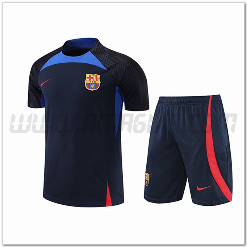 KIT Maglia Allenamento FC Barcellona + Pantalonicini Blu Marino 2022 2023