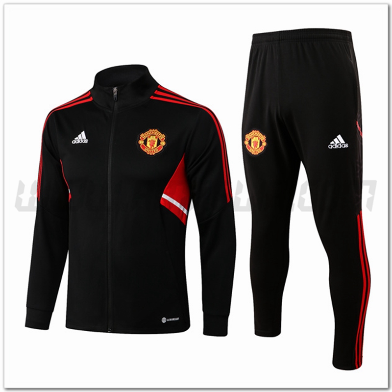 Tuta Giacca Allenamento Manchester United Nero/Rosso 2022 2023