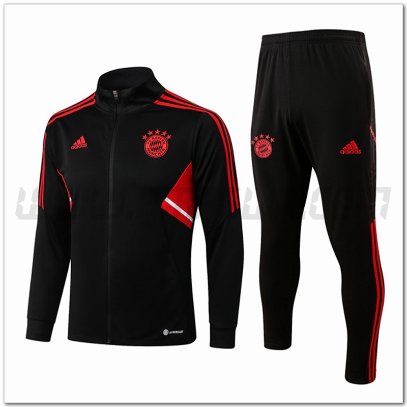 Tuta Giacca Allenamento Bayern Monaco Collo Alto Nero 2022 2023