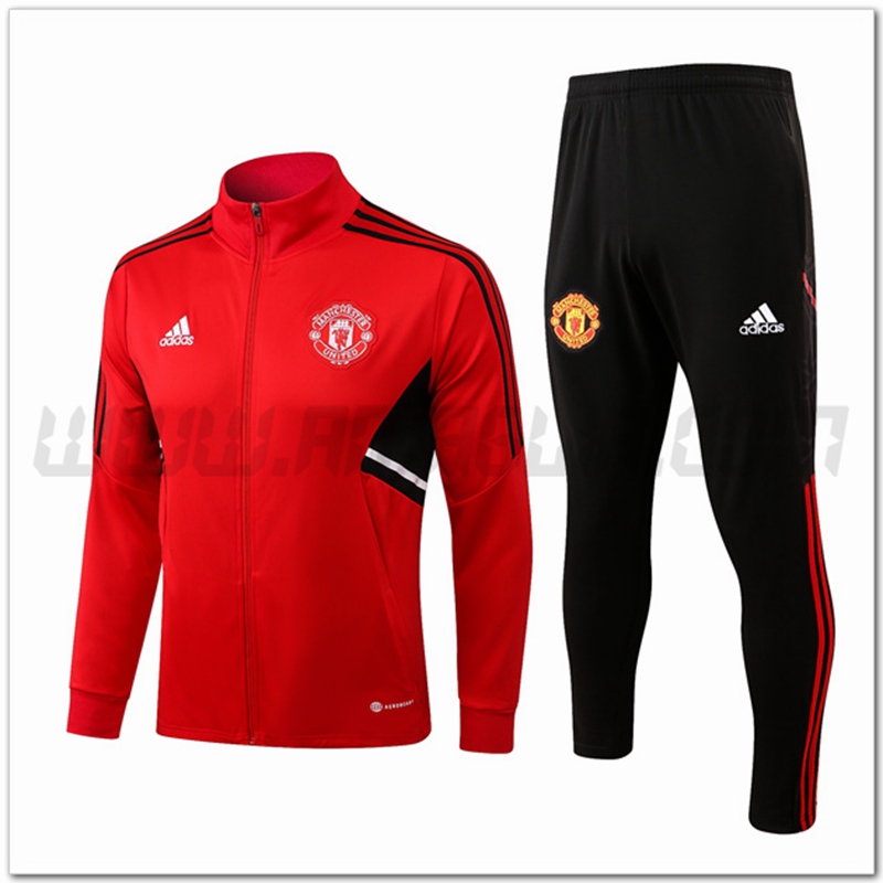 Tuta Giacca Allenamento Manchester United Rosso/Nero 2022 2023