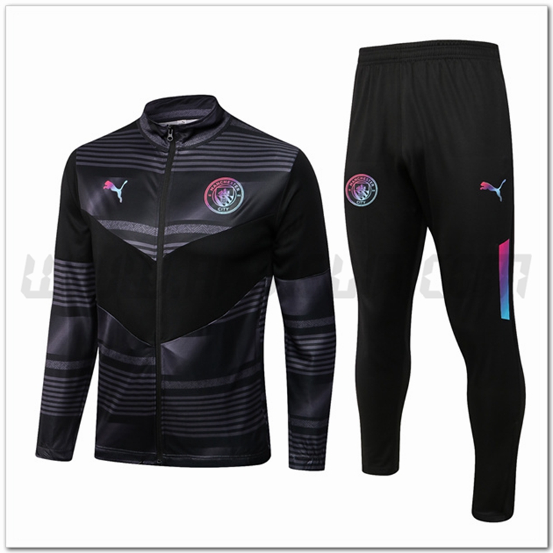 Tuta Giacca Allenamento Manchester City Nero/Grigio 2022 2023