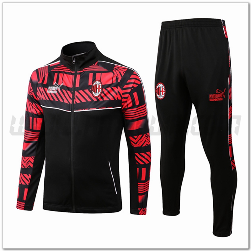 Tuta Giacca Allenamento AC Milan Nero/Rosso 2022 2023