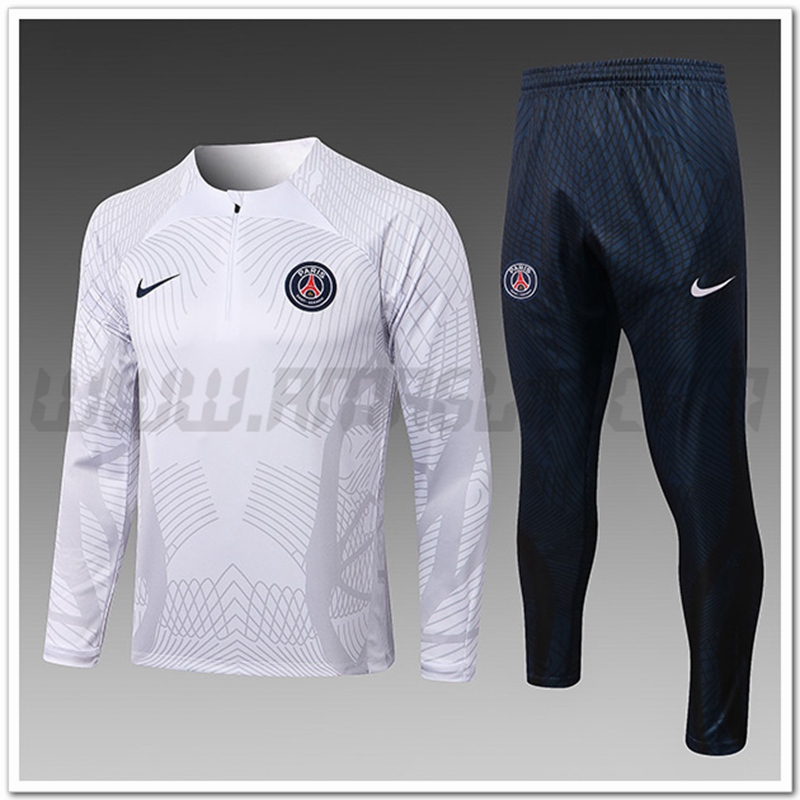 Tuta Allenamento PSG Bambino Pattern Bianco 2022 2023