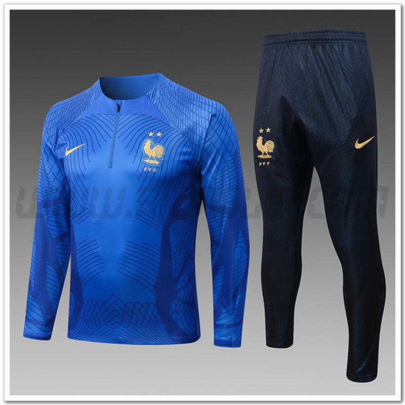 Tuta Allenamento Francia Bambino Pattern Blu 2022 2023