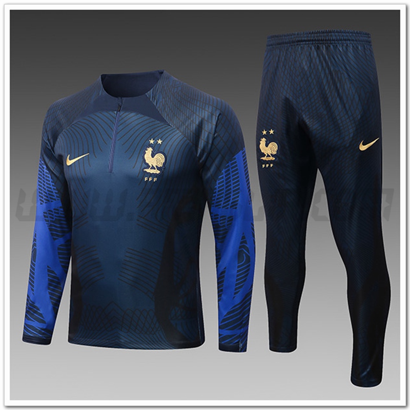 Tuta Allenamento Francia Bambino Pattern Blu Marino 2022 2023
