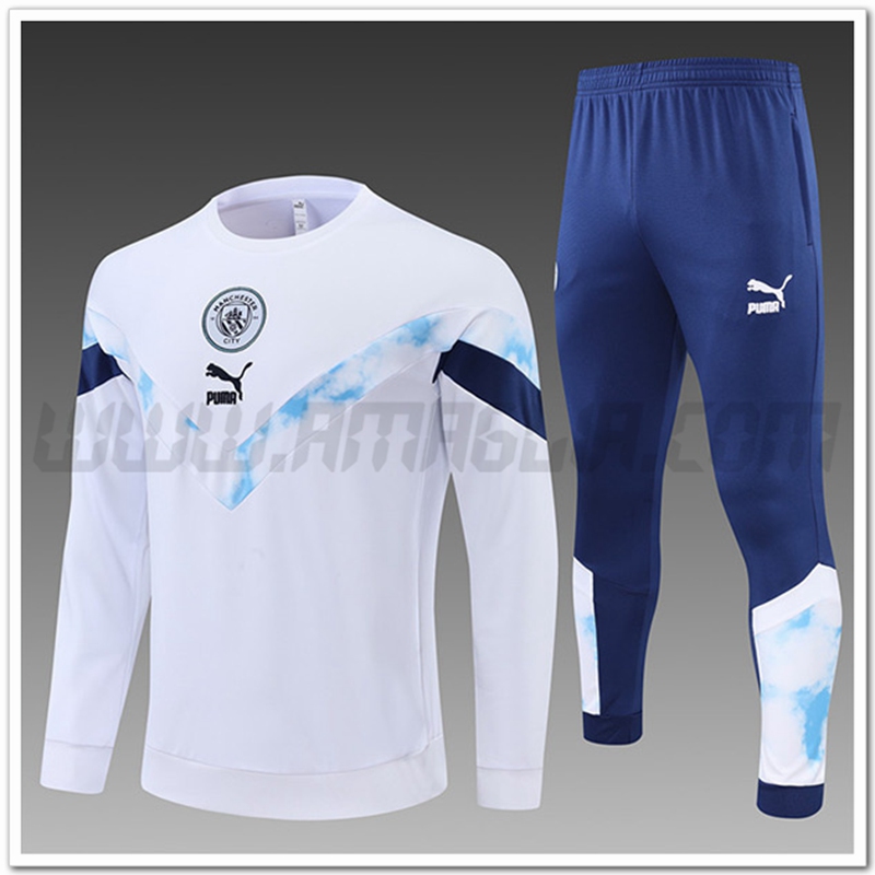 Tuta Allenamento Manchester City Bambino Bianco 2022 2023