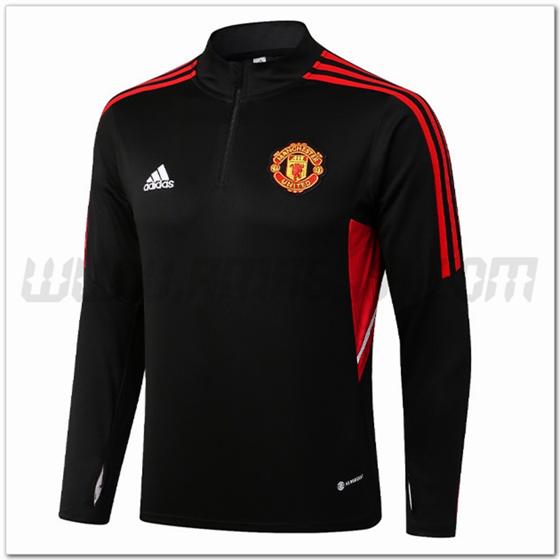 Felpa Allenamento Manchester United Nero/Rosso 2022 2023