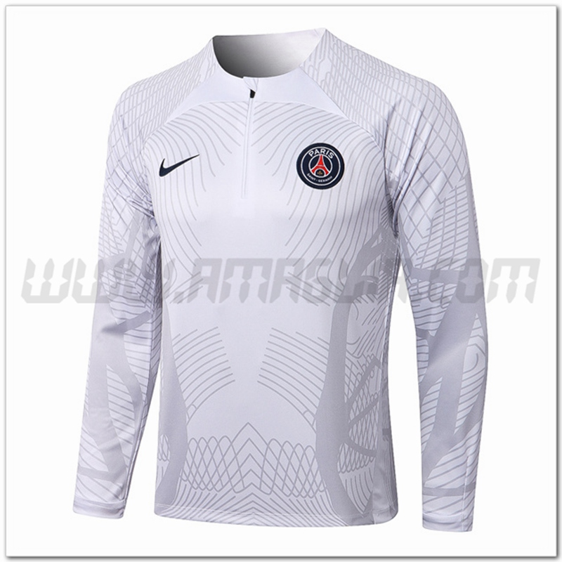 Felpa Allenamento PSG Pattern Bianco 2022 2023