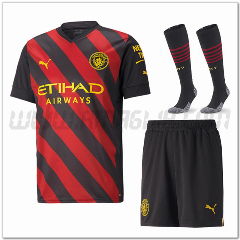 Kit Maglia Manchester City Seconda (Pantaloncini + Calzini) 2022 2023