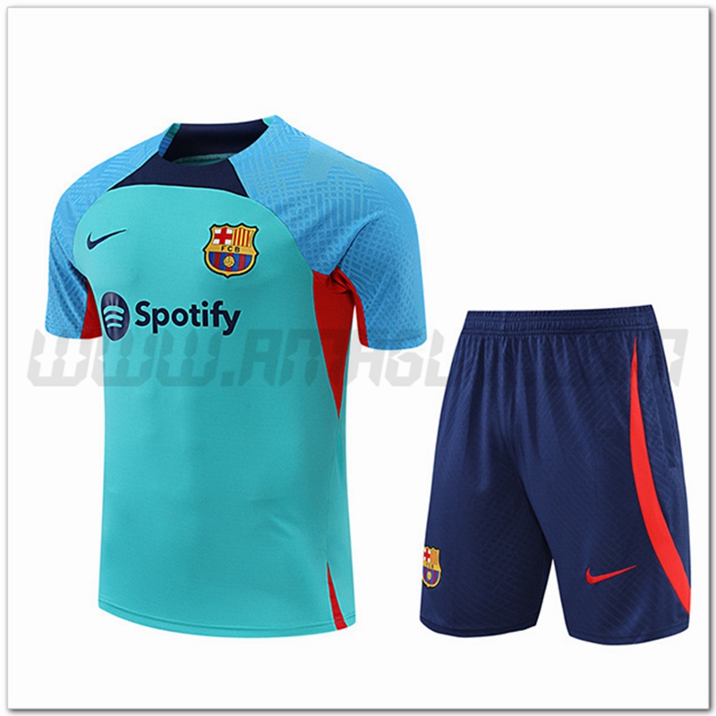 Kit Maglia Allenamento FC Barcellona + Pantalonicini Blu 2022 2023