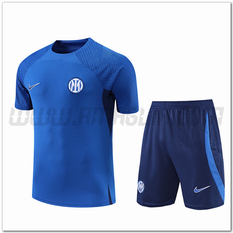 Kit Maglia Allenamento Inter Milan + Pantalonicini Blu 2022 2023