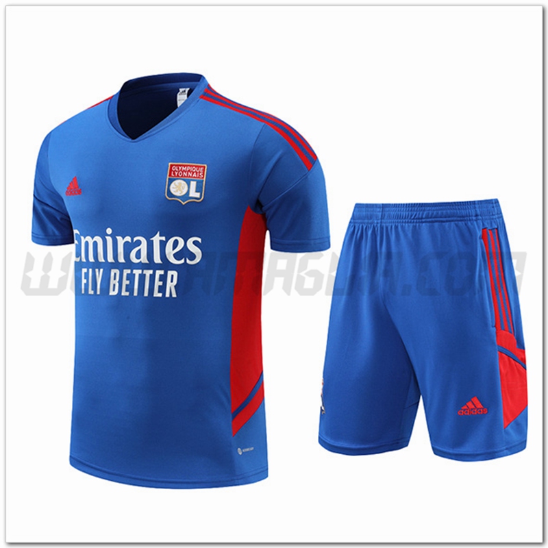 Kit Maglia Allenamento Lyon + Pantalonicini Blu 2022 2023