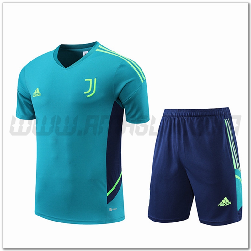 Kit Maglia Allenamento Juventus + Pantalonicini Verde 2022 2023