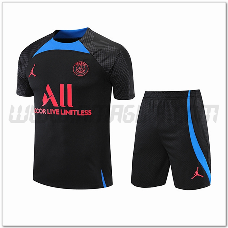 Kit Maglia Allenamento Jondan PSG + Pantalonicini Nero 2022 2023