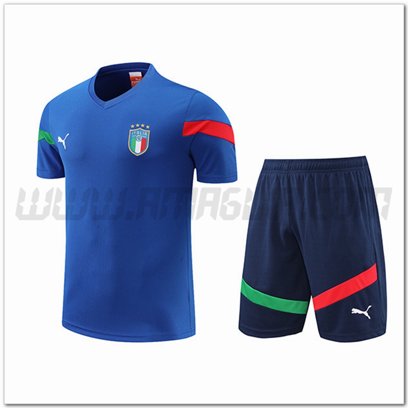 Kit Maglia Allenamento Italia + Pantalonicini Blu 2022 2023
