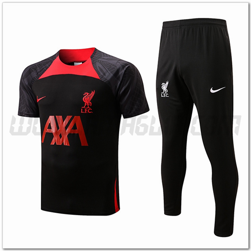 Kit Maglia Allenamento FC Liverpool + Pantaloni Rosso/Nero 2022 2023