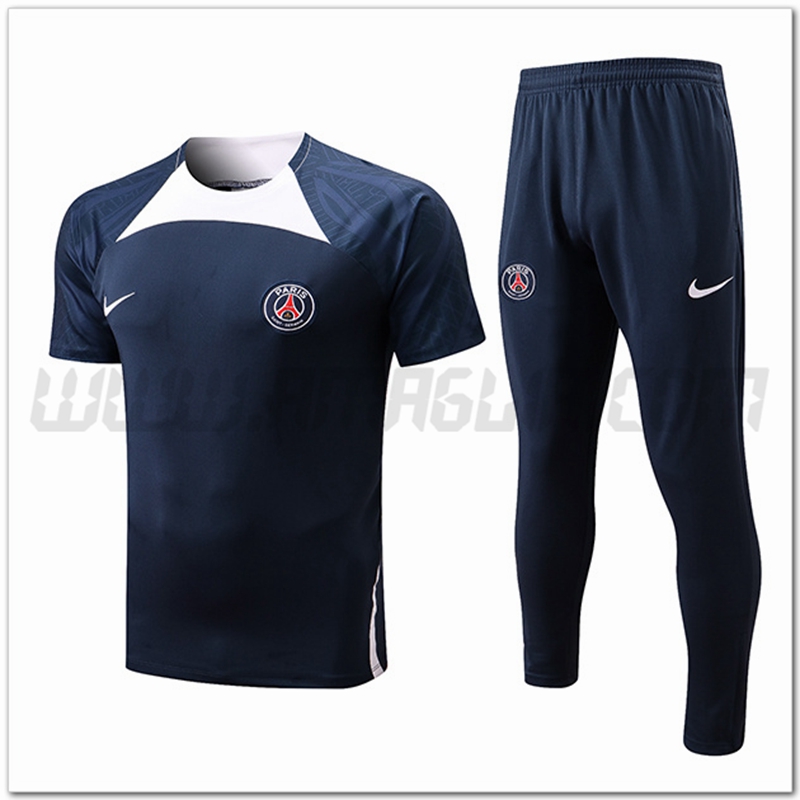Kit Maglia Allenamento PSG + Pantaloni Bianco/Blu 2022 2023