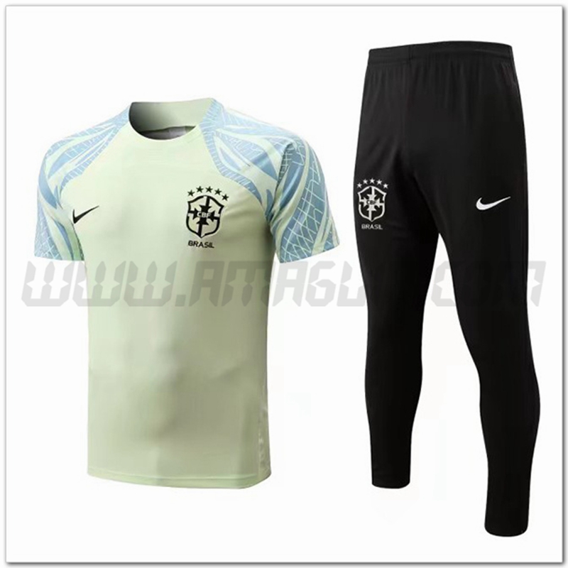 Kit Maglia Allenamento Brasile + Pantaloni Giallo 2022 2023