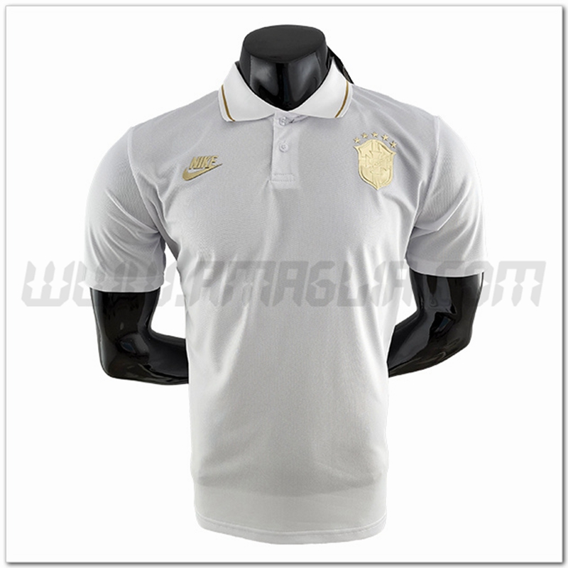 Maglia Polo Brasile Bianco 2022 2023