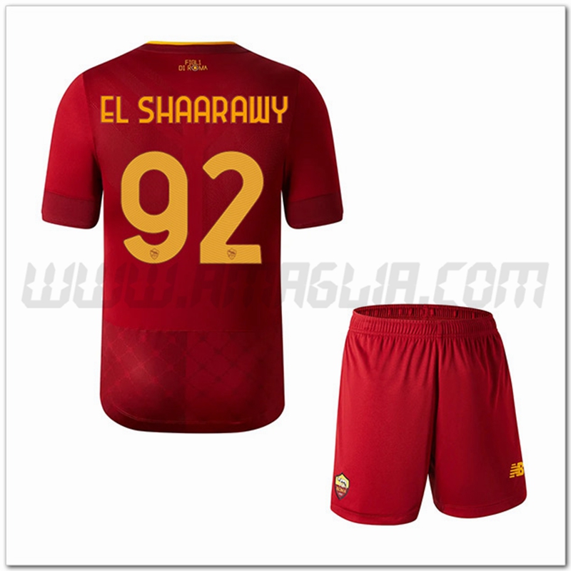 Kit Maglia EL SHAARAWY #92 AS Roma Bambino Prima 2022 2023