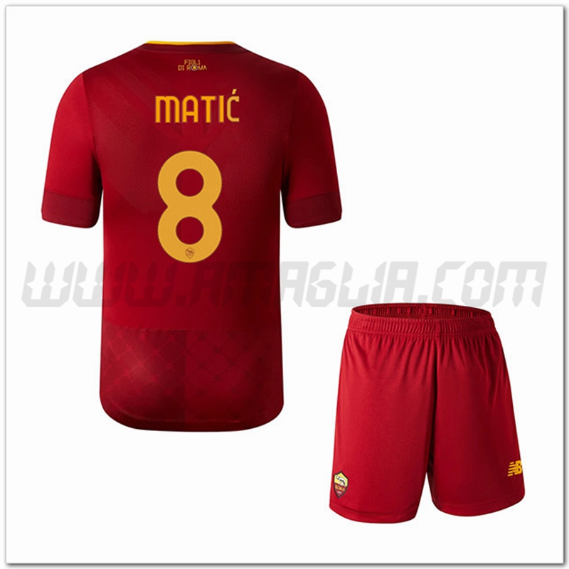 Kit Maglia MATI鑶?#8 AS Roma Bambino Prima 2022 2023