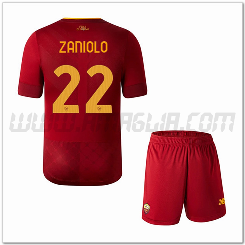 Kit Maglia ZANIOLO #22 AS Roma Bambino Prima 2022 2023