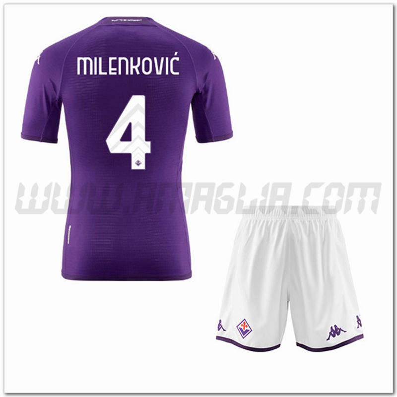 Kit Maglia MILENKOVIĆ #4 ACF Fiorentina Bambino Prima 2022 2023