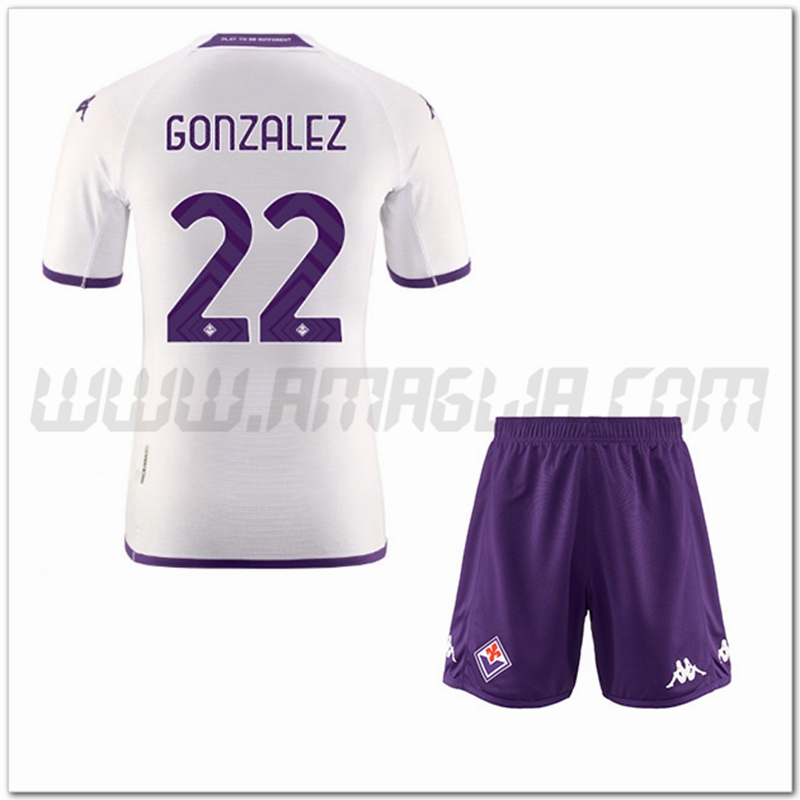 Kit Maglia GONZALEZ #22 ACF Fiorentina Bambino Seconda 2022 2023