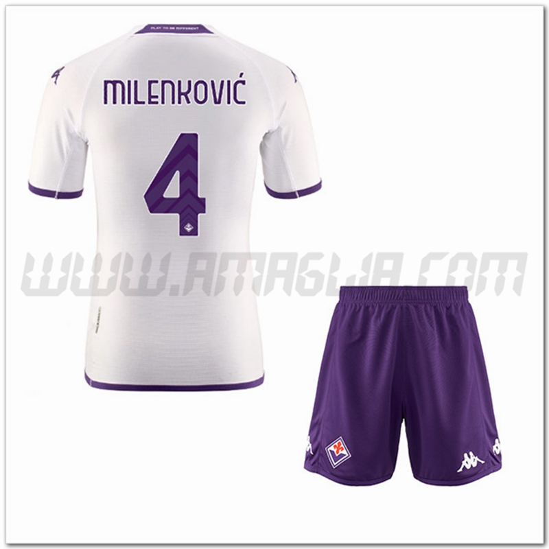 Kit Maglia MILENKOVIĆ #4 ACF Fiorentina Bambino Seconda 2022 2023