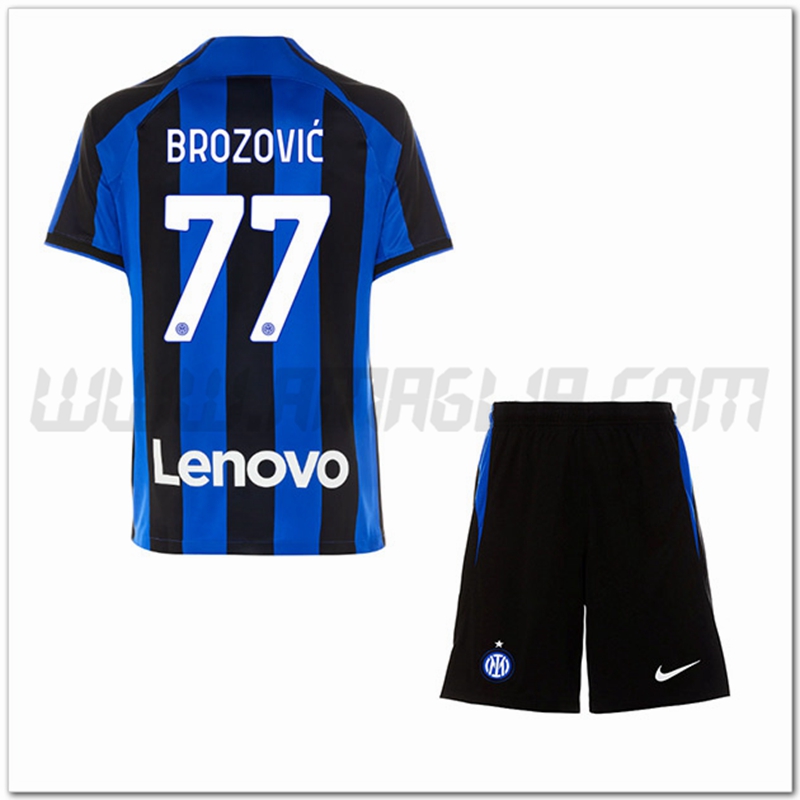 Kit Maglia BROZOVI鑶?#77 Inter Milan Bambino Prima 2022 2023
