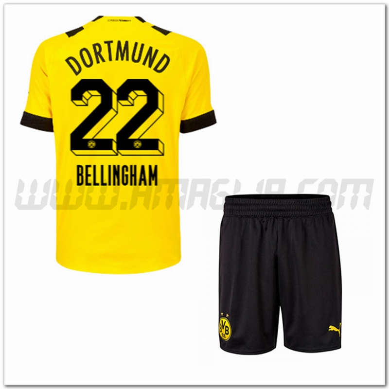 Kit Maglia BELLINGHAM #22 Dortmund BVB Bambino Prima 2022 2023