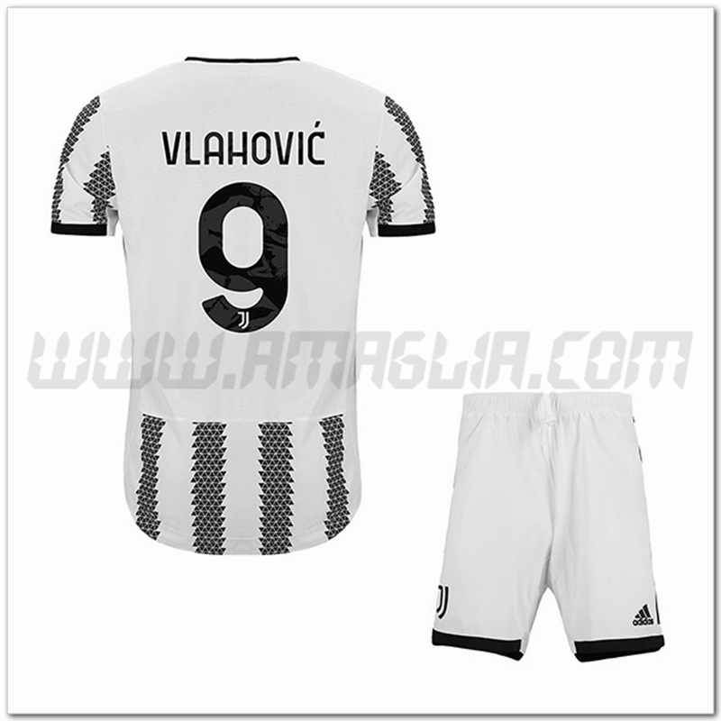 Kit Maglia VLAHOVIĆ #9 Juventus Bambino Prima 2022 2023