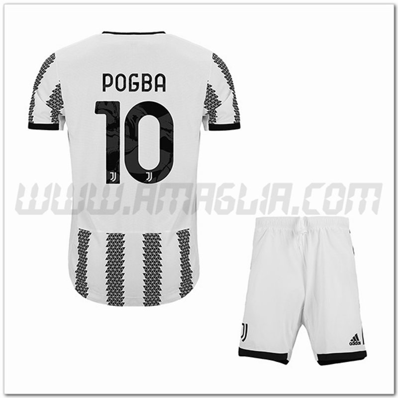 Kit Maglia POGBA #10 Juventus Bambino Prima 2022 2023