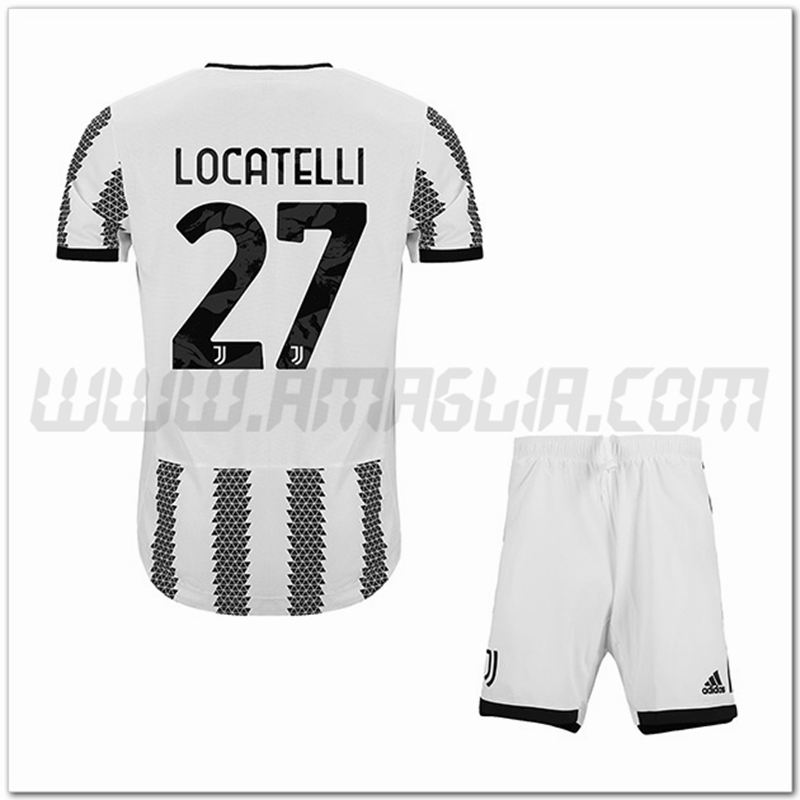 Kit Maglia LOCATELLI #27 Juventus Bambino Prima 2022 2023