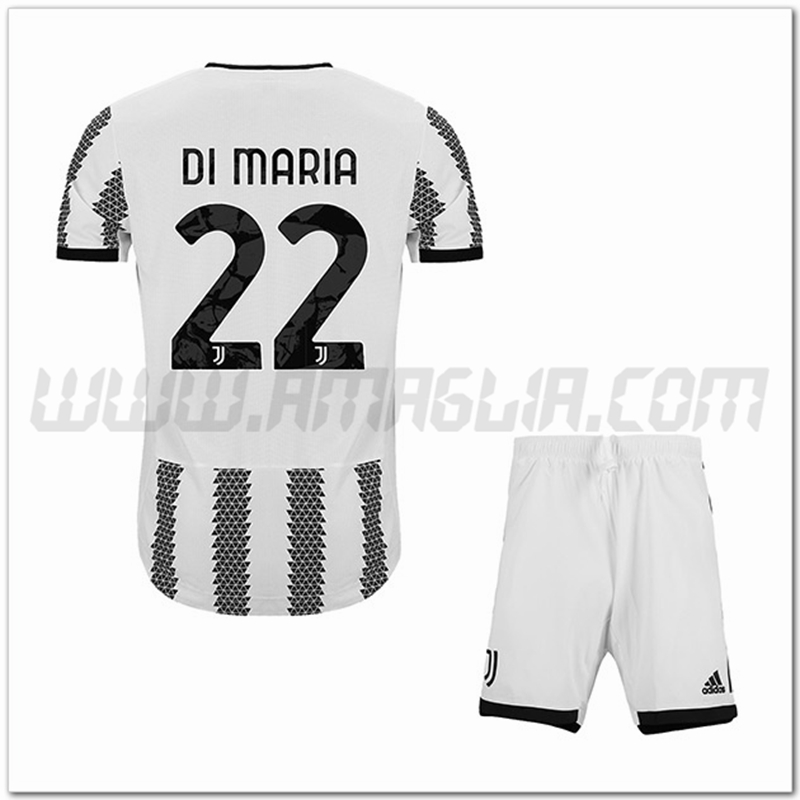 Kit Maglia DI MARIA #22 Juventus Bambino Prima 2022 2023