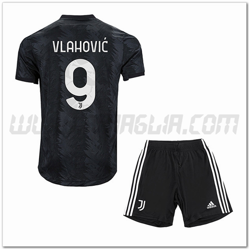 Kit Maglia VLAHOVIĆ #9 Juventus Bambino Seconda 2022 2023