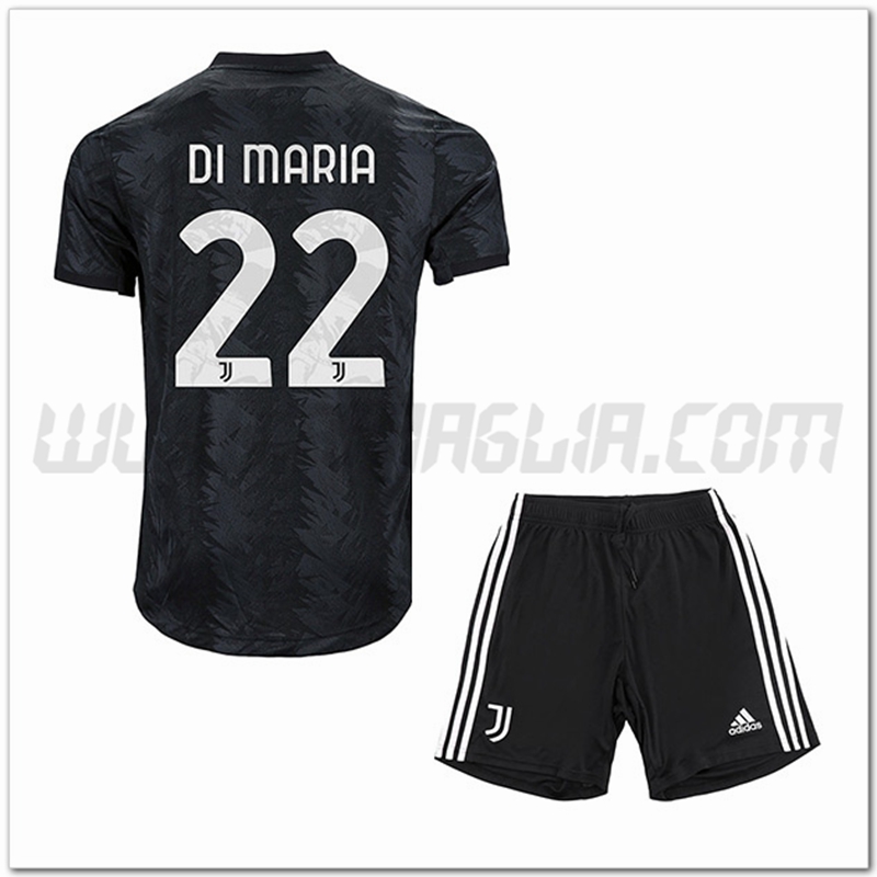 Kit Maglia DI MARIA #22 Juventus Bambino Seconda 2022 2023