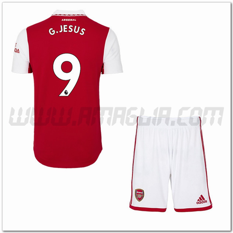 Kit Maglia G.JESUS #9 Arsenal Bambino Prima 2022 2023
