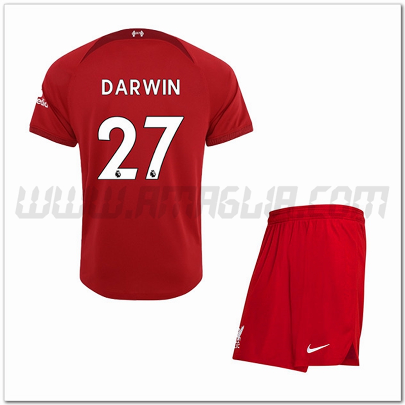 Kit Maglia DARWIN #27 FC Liverpool Bambino Prima 2022 2023