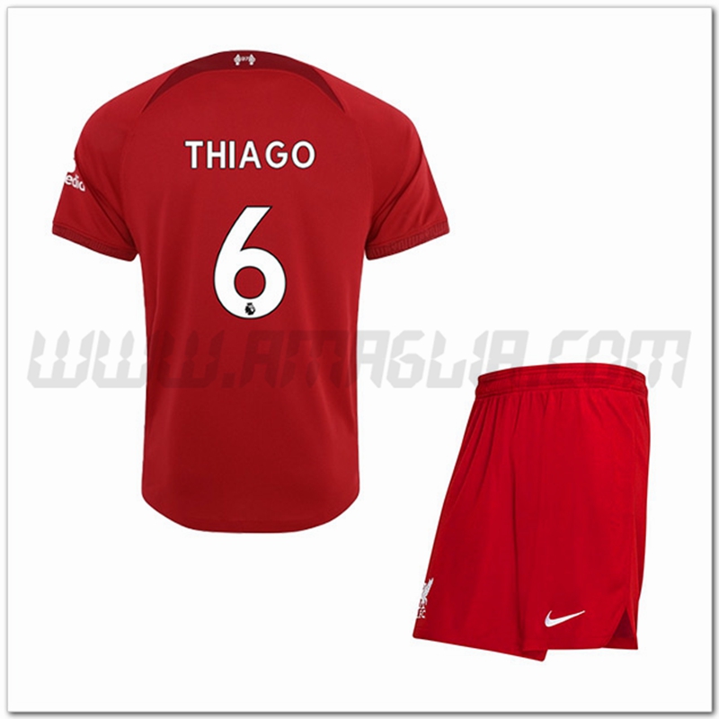 Kit Maglia THIAGO #6 FC Liverpool Bambino Prima 2022 2023