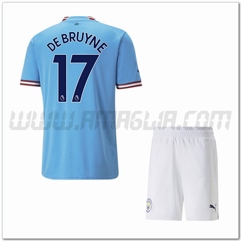 Kit Maglia DE BRUYNE #17 Manchester City Bambino Prima 2022 2023