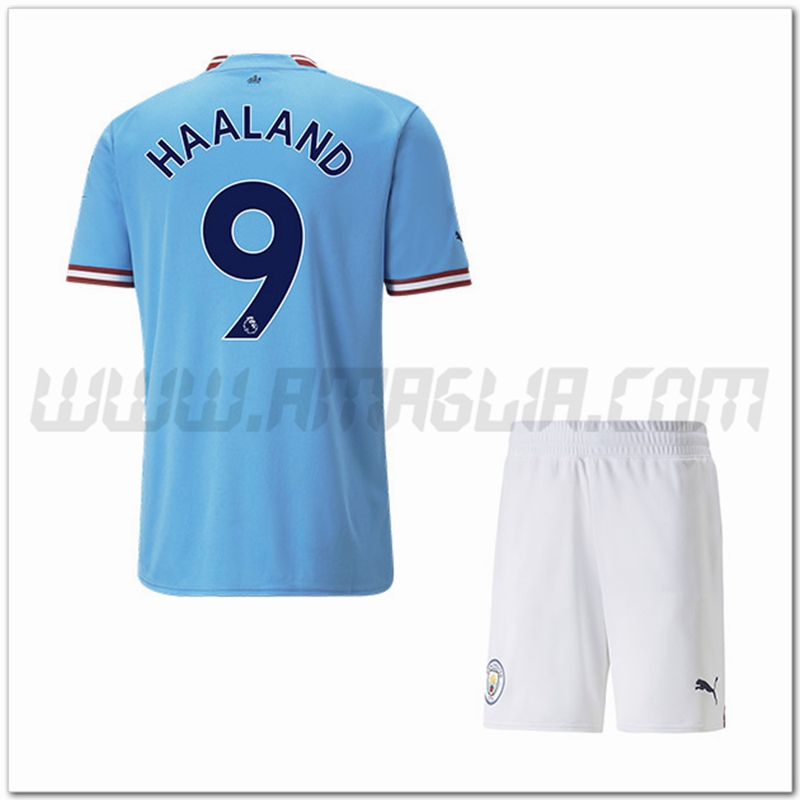 Kit Maglia HAALAND #9 Manchester City Bambino Prima 2022 2023